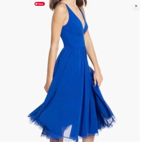 Dress the Population Alicia Mixed Media Midi Dress, Small, Electric Blue - Picture 3 of 13